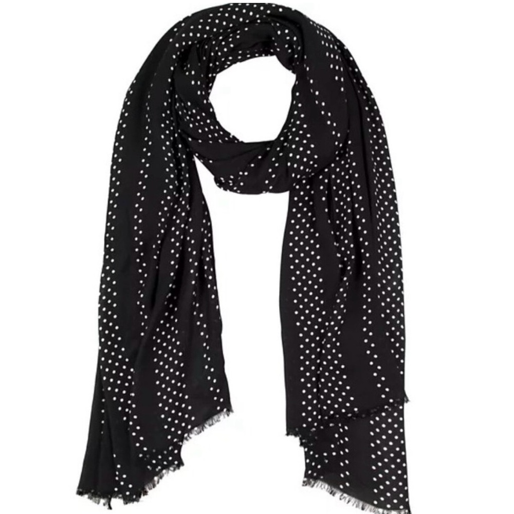Kate Spade Pin Dot Oblong Black Scarf